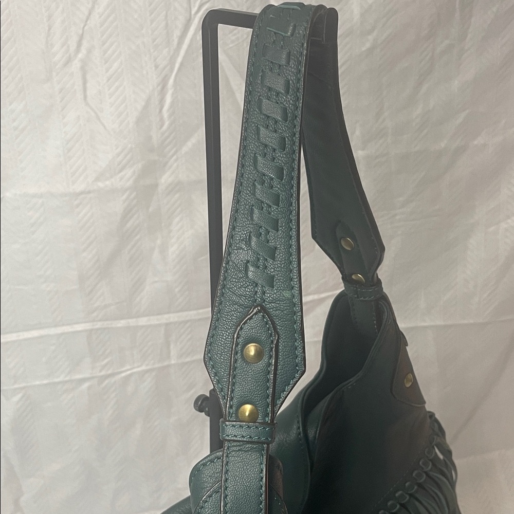 Oryany Fringed Hobo Shoulder Bag in Deep Green - Picture 3 of 5